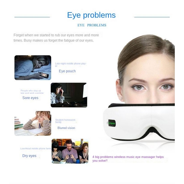 Heat Eye Massager with Music, Rechargeable. Health and wellness for your eyes. Spending hours working on the laptop or phone can cause fatigue for your eyes and mind. Fortunately, there are things you can do to alleviate headaches and provide relaxation. 