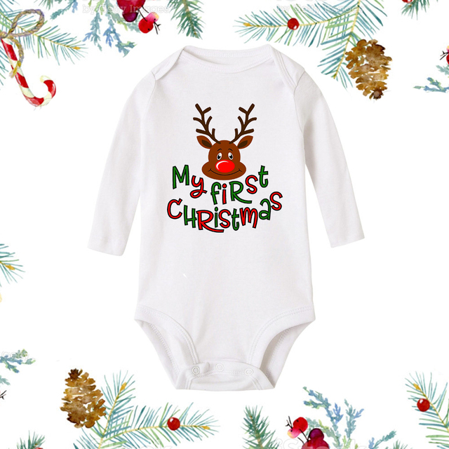 Christmas Newborn Baby White Long Sleeve Jumpsuit — foto 16