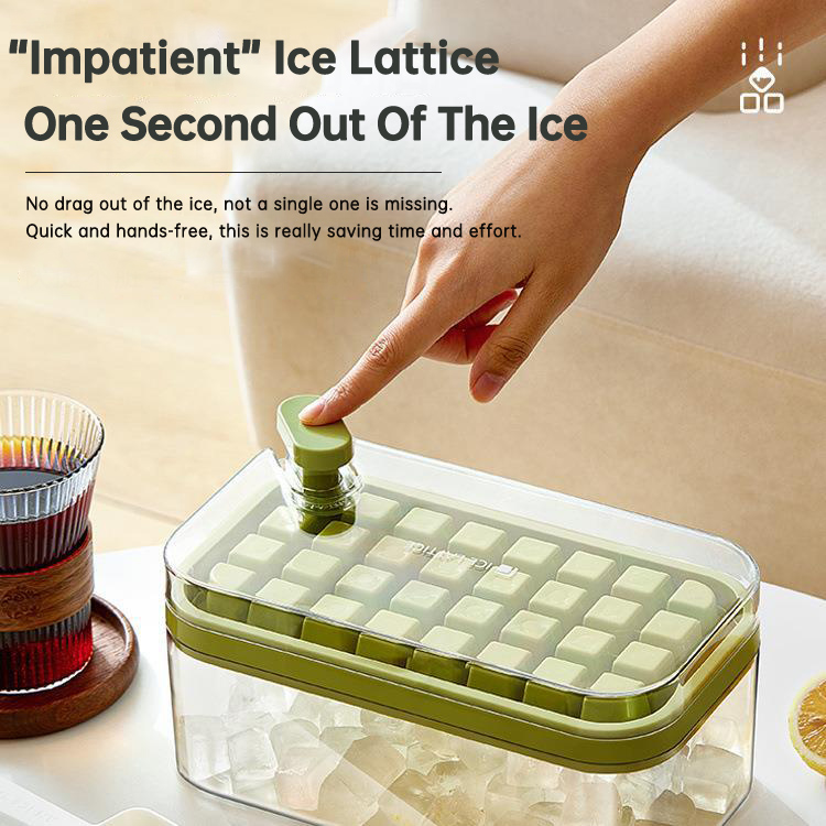 One-button Press Type Ice Mold Box Plastics Ice Cube Maker Ice Tray Mold With Storage Box With Lid Bar Kitchen Accessories