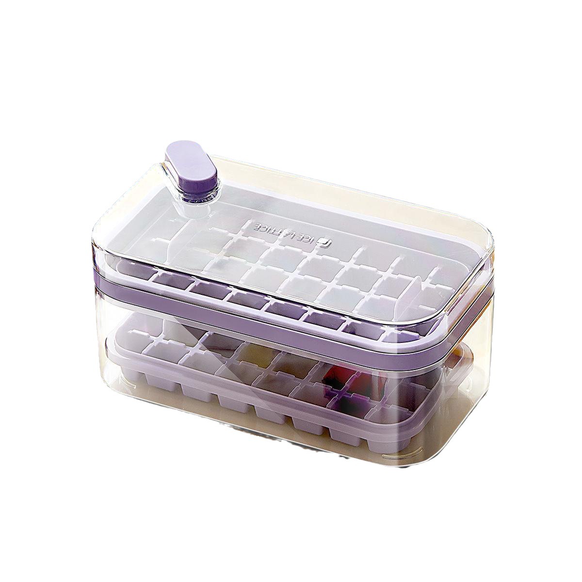 One-button Press Type Ice Mold Box Plastics Ice Cube Maker Ice Tray Mold With Storage Box With Lid Bar Kitchen Accessories