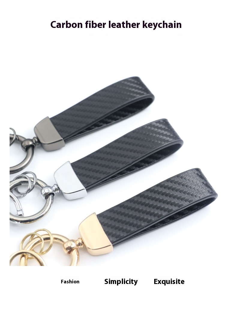 Title 3, Carbon Fiber Pattern Car Anti-lost Leather Key ...