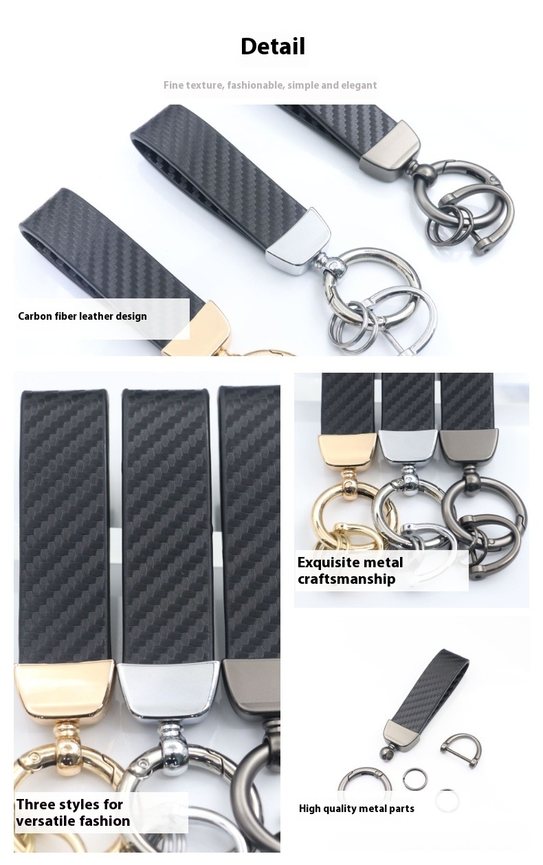 Title 4, Carbon Fiber Pattern Car Anti-lost Leather Key ...