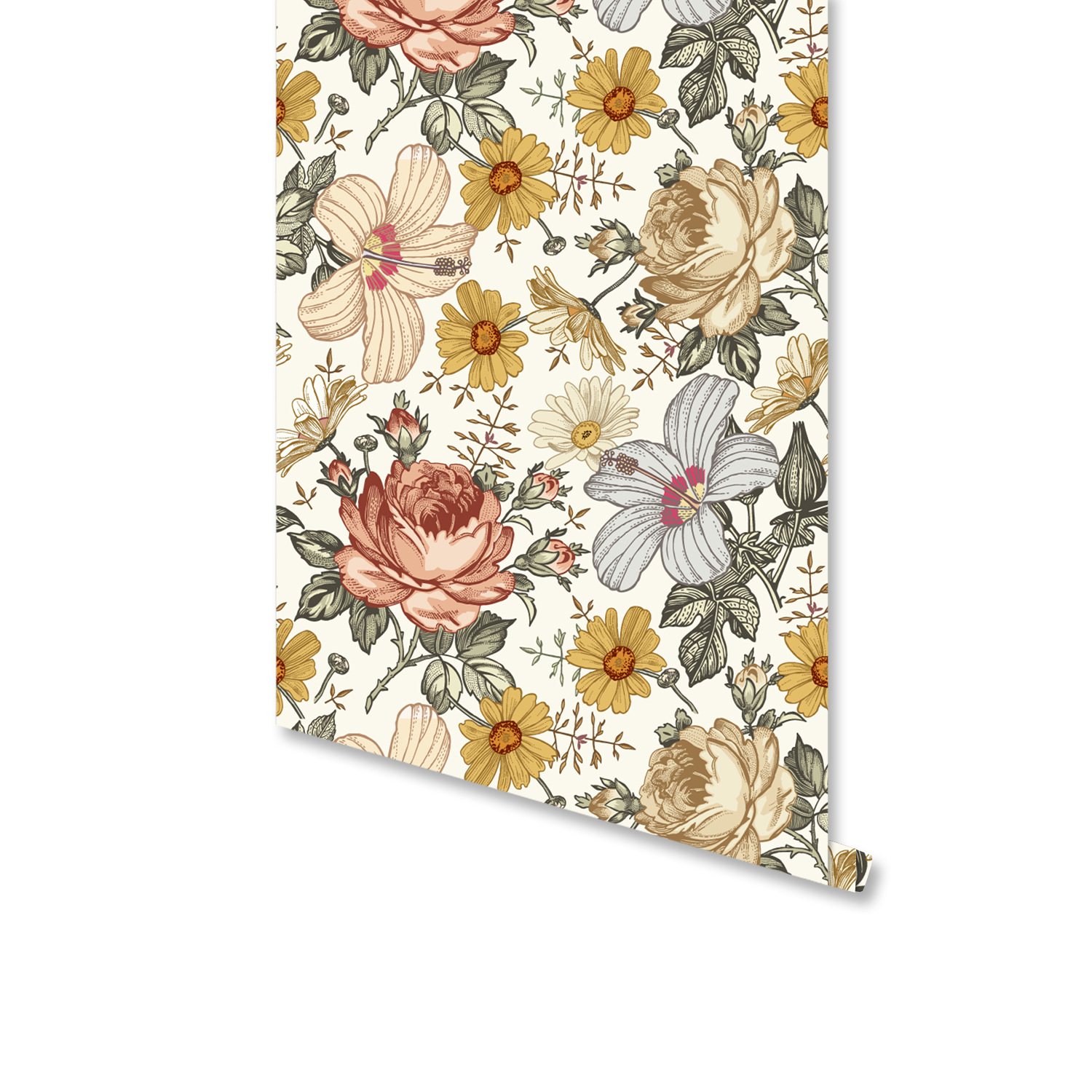 Title 2, Retro Floral Self-adhesive Bohemian Wallpaper