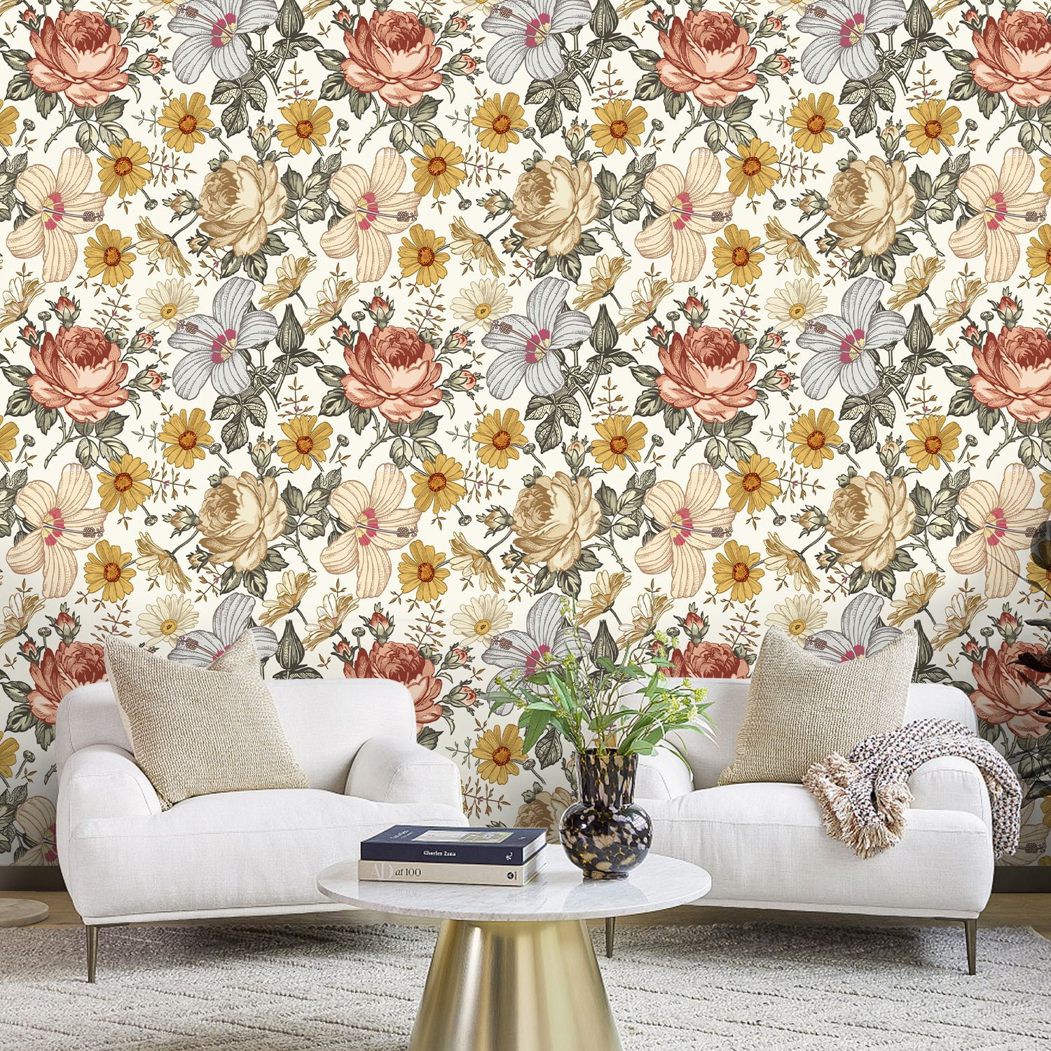 Title 5, Retro Floral Self-adhesive Bohemian Wallpaper