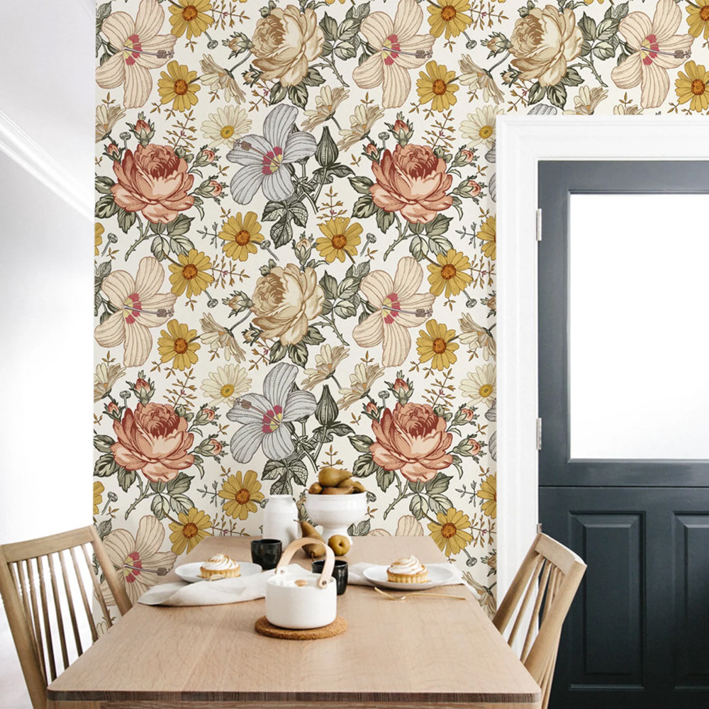 Title 6, Retro Floral Self-adhesive Bohemian Wallpaper