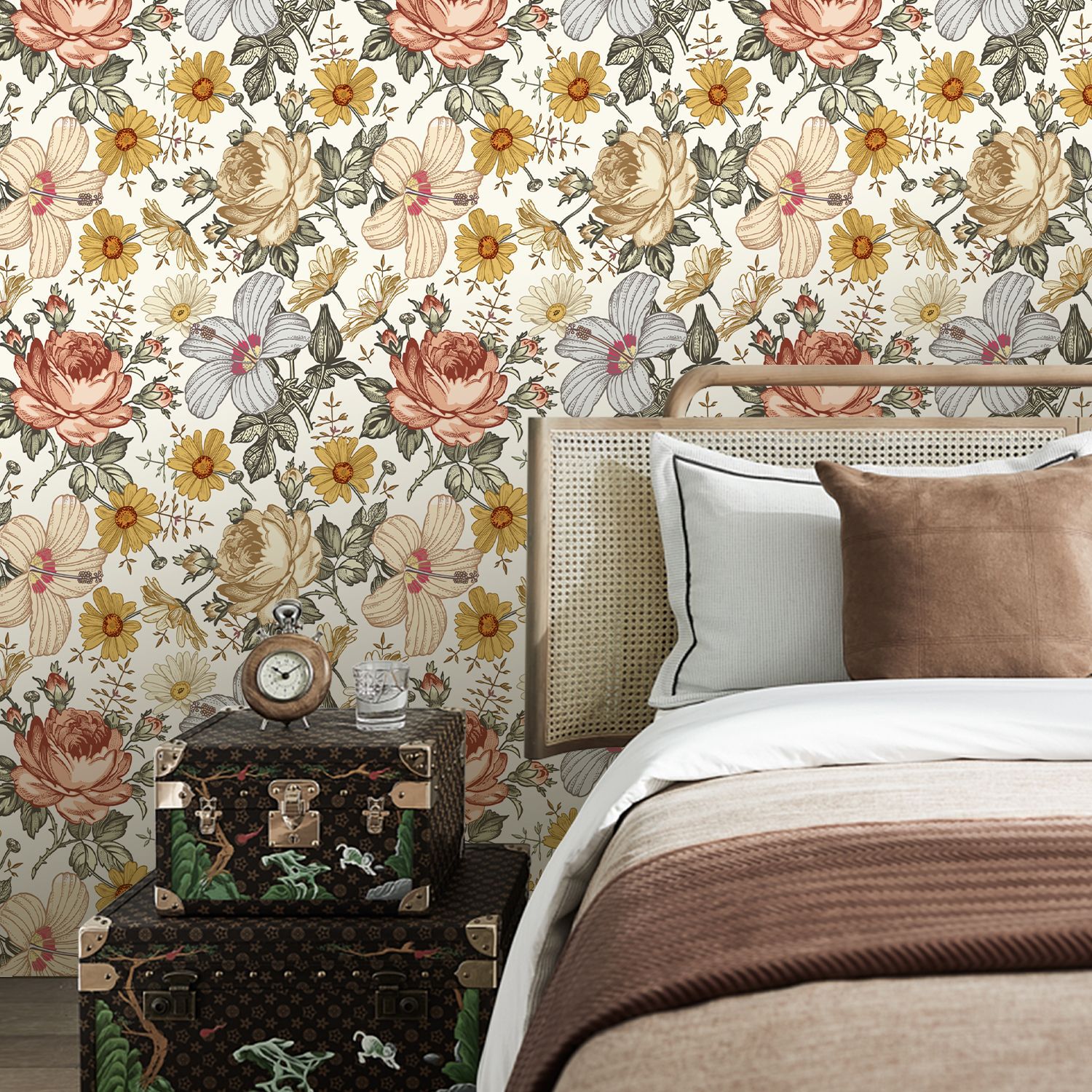 Title 7, Retro Floral Self-adhesive Bohemian Wallpaper