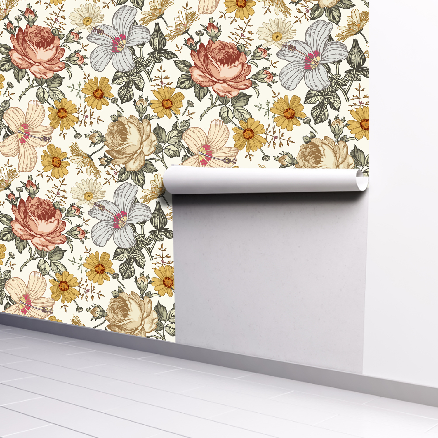 Title 8, Retro Floral Self-adhesive Bohemian Wallpaper