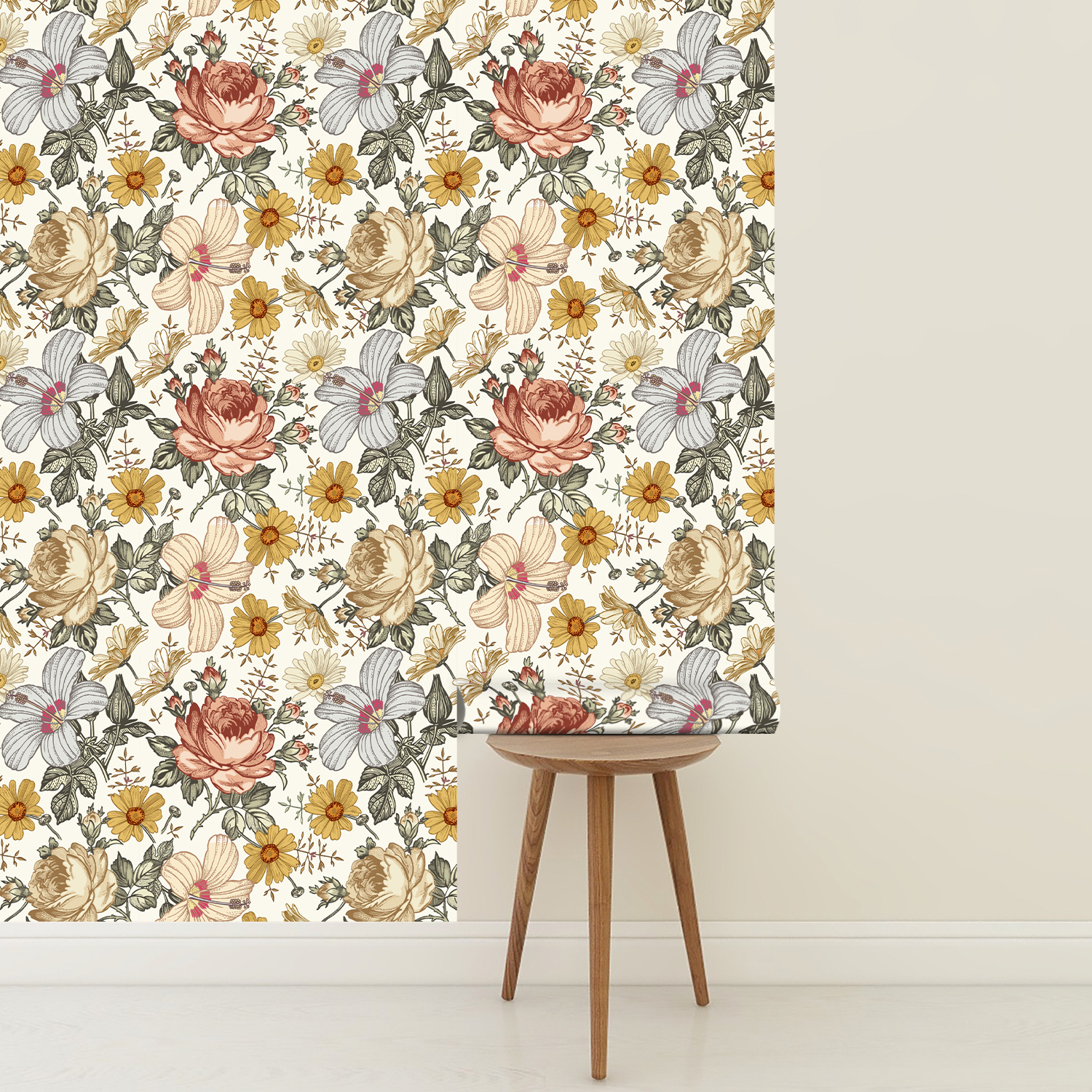 Title 10, Retro Floral Self-adhesive Bohemian Wallpaper