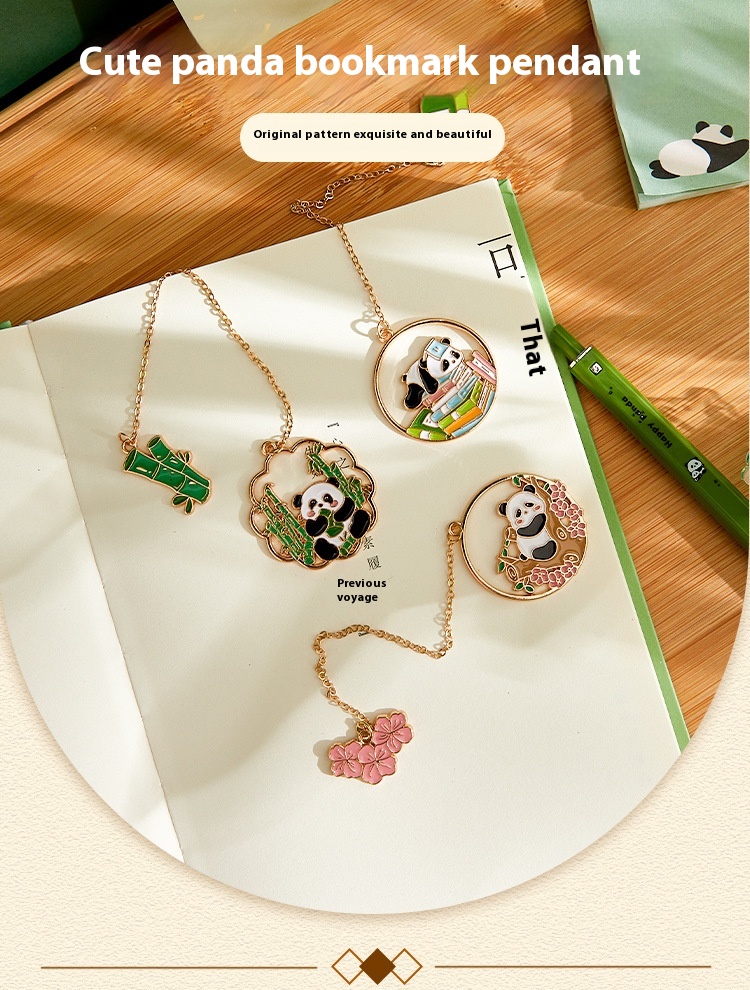 Title 1, Metal Creativity Bookmark Cute Panda Pendant