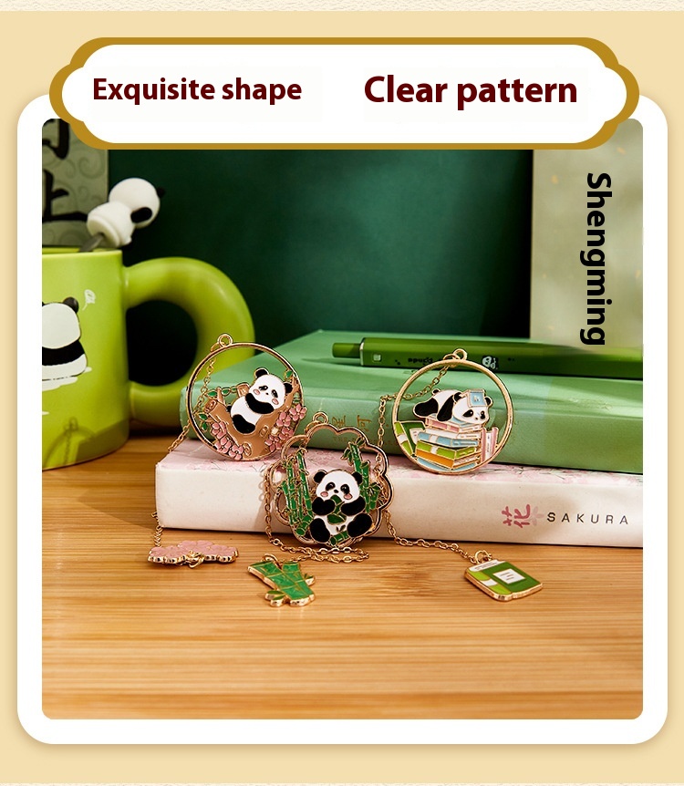 Title 3, Metal Creativity Bookmark Cute Panda Pendant