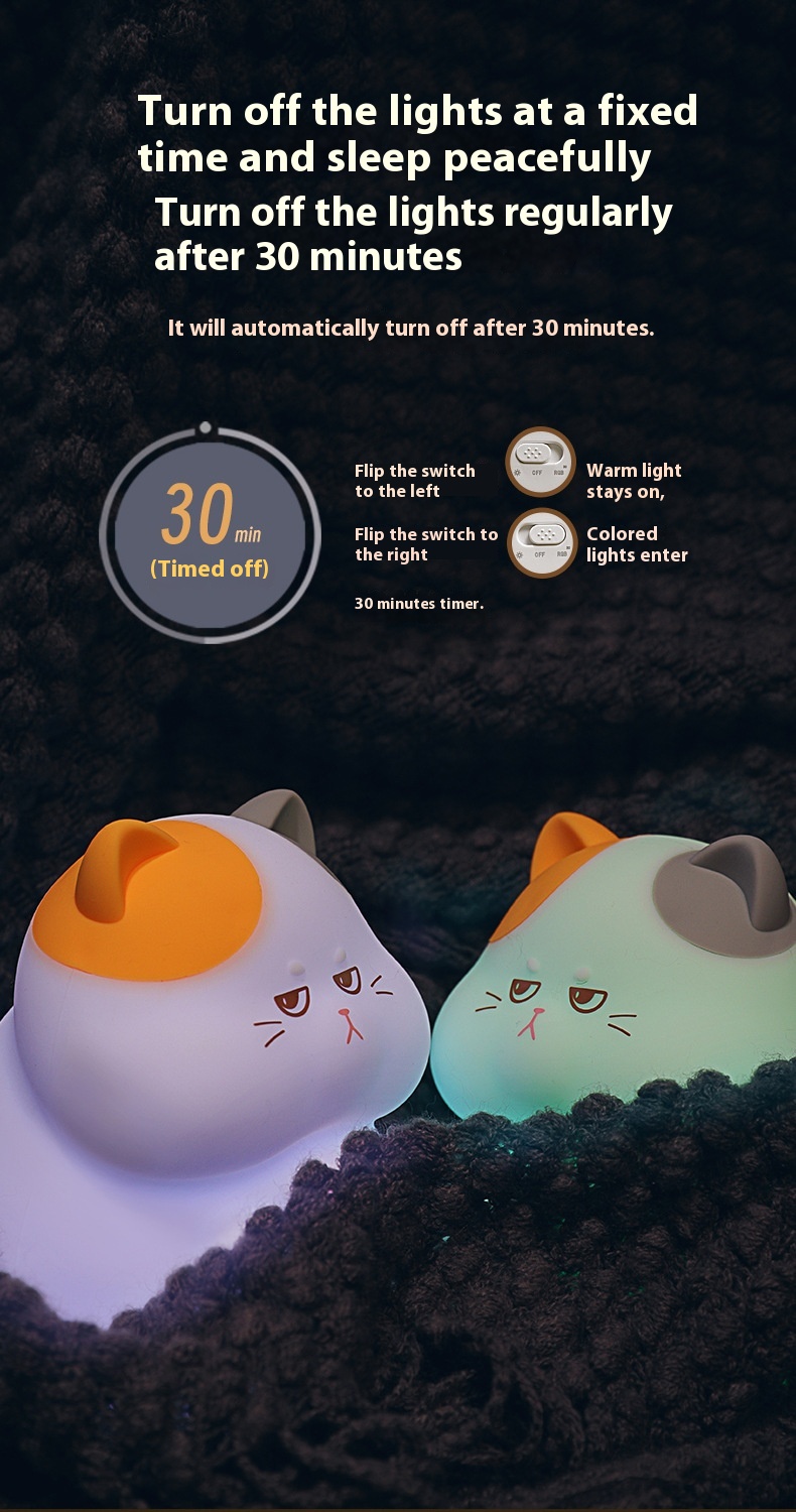 Funny Cartoon Fat Cat Night Light with Fish