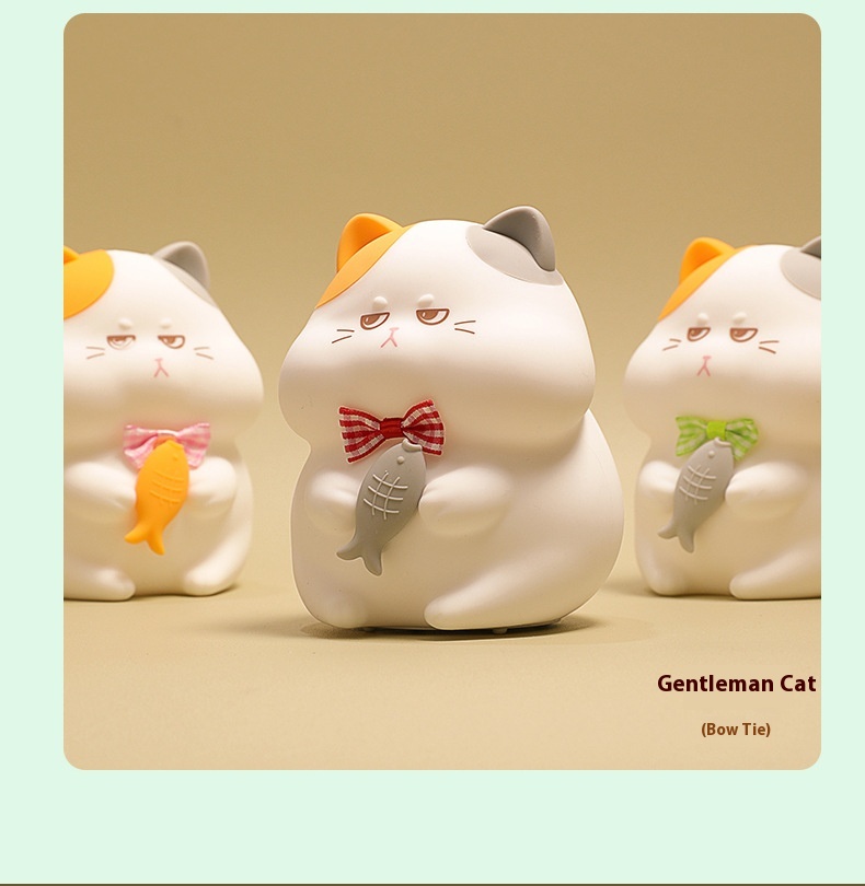 Funny Cartoon Fat Cat Night Light with Fish