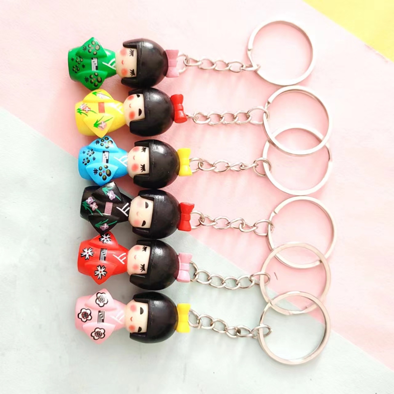 Title 4, Cartoon Japanese Kimono Doll Keychain Pendant