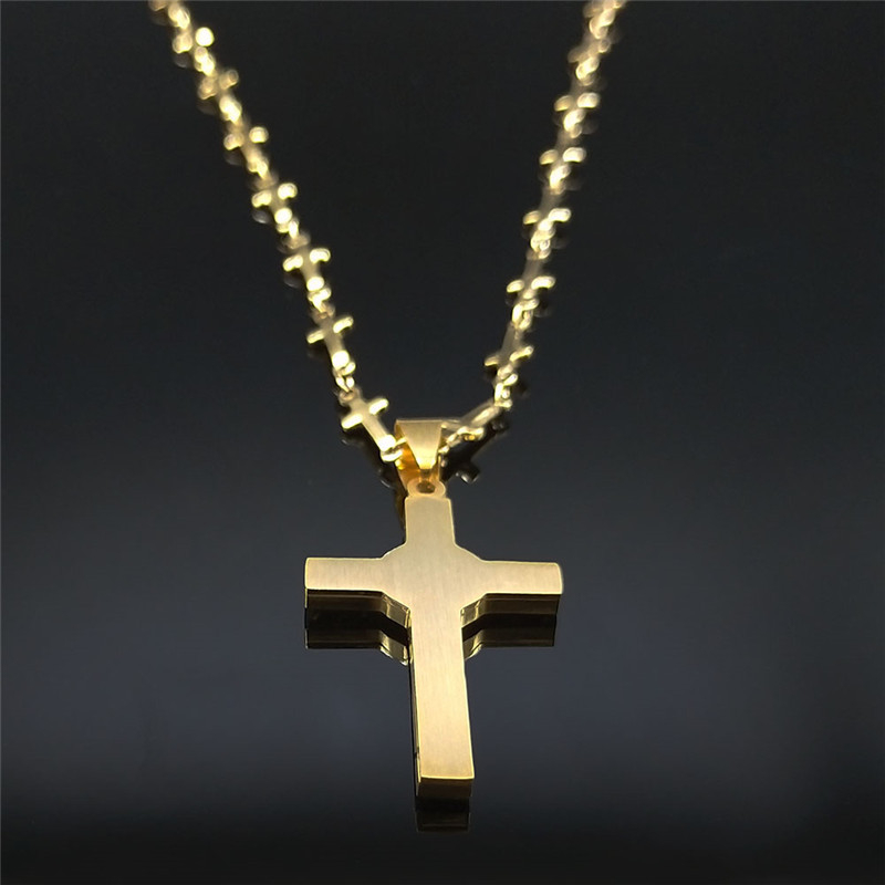 Title 2, Cross Stainless Steel Gold Pendant Necklace for...