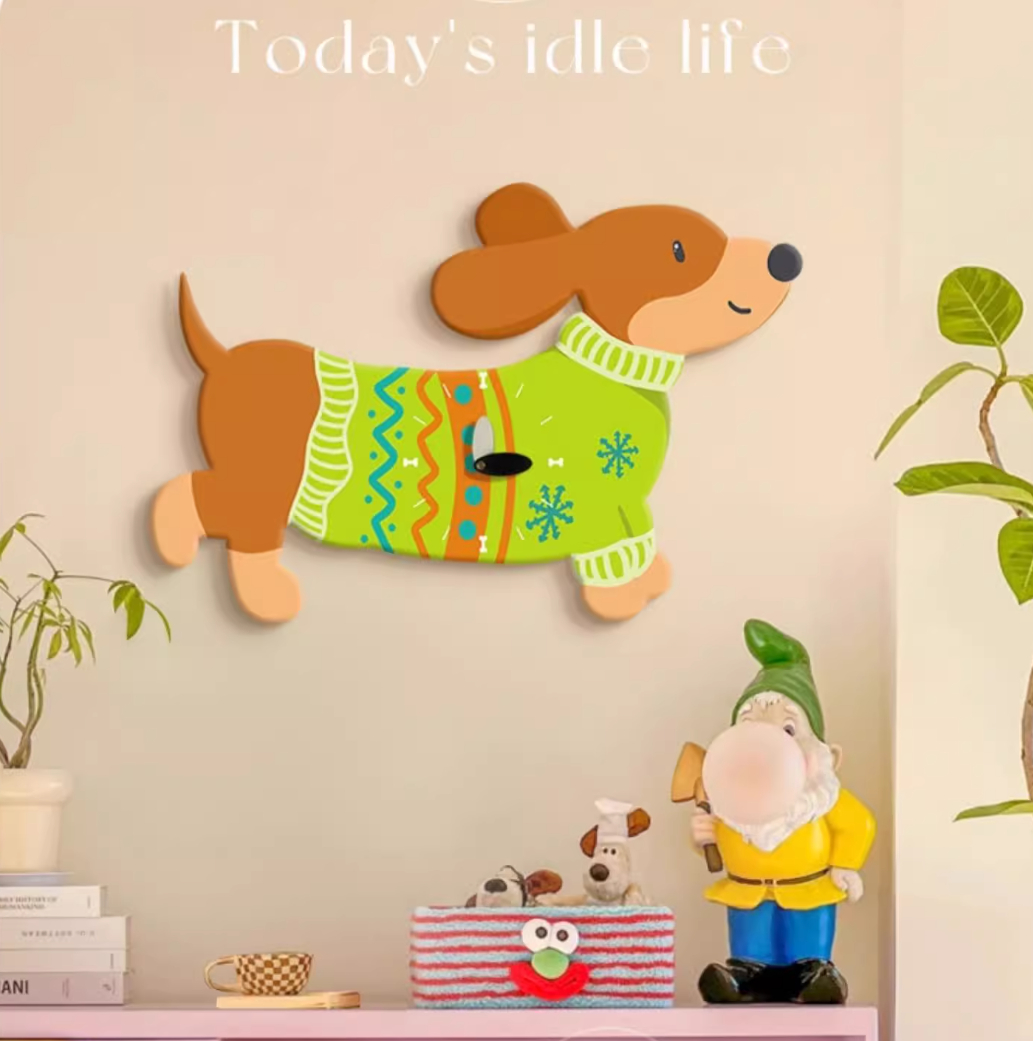 Title 1, Sausage Puppy Living Room Clock Hanging Painting