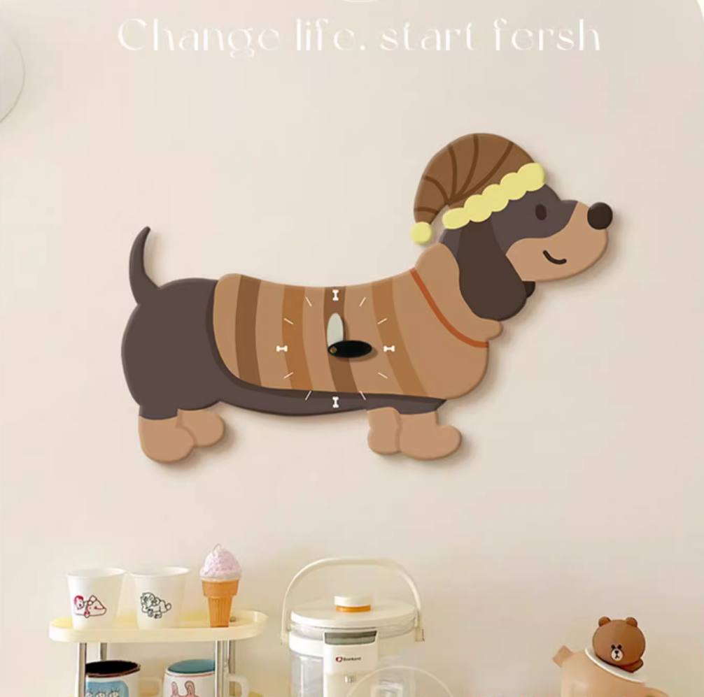 Title 3, Sausage Puppy Living Room Clock Hanging Painting