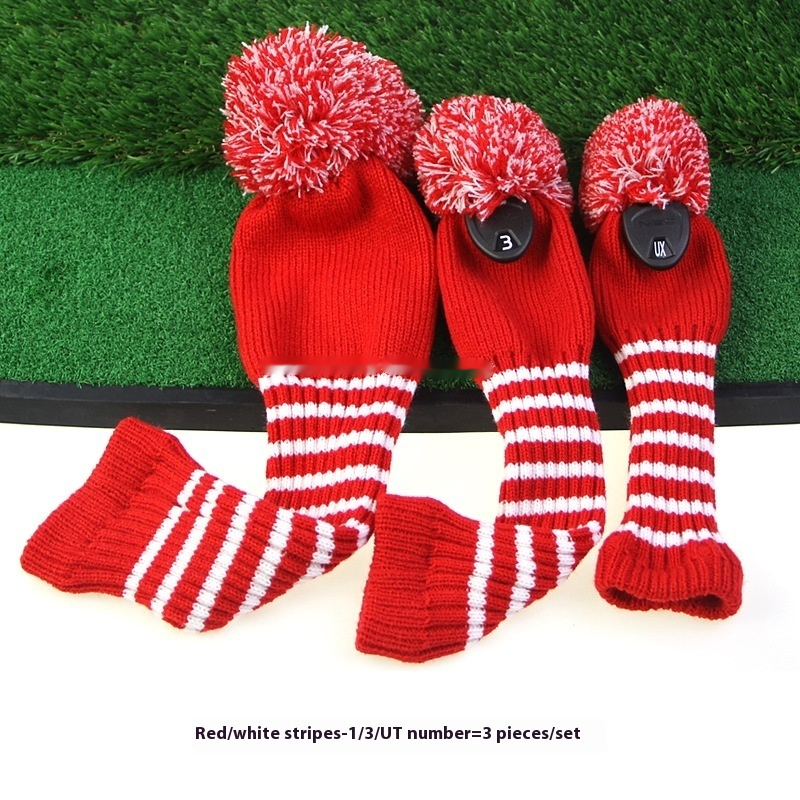 Title 7, Golf Striped Wool Wooden Pole Sets Knitted