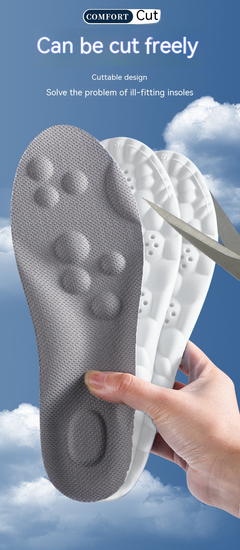 Title 7, 4D Cloud Technology Pu Massage Instep Insole Hi...