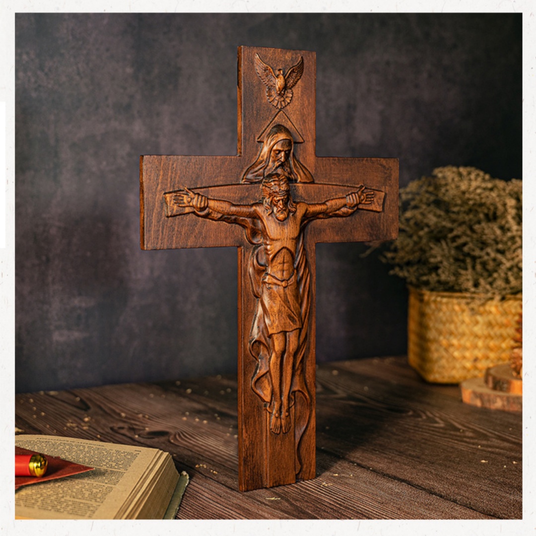 Title 3, Trinity Wood Carving Cross Crafts Home Wall-hun...