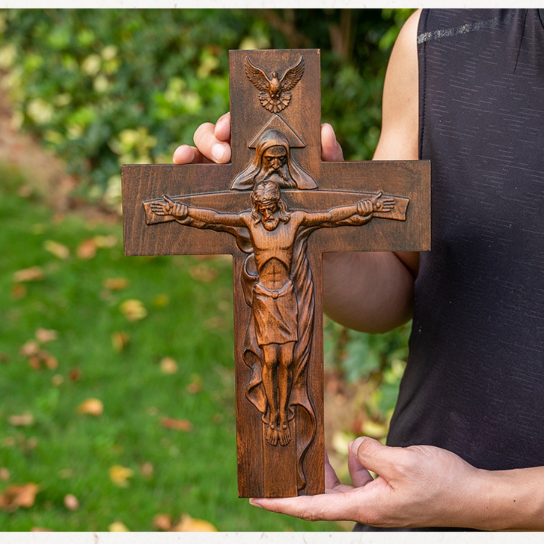 Title 4, Trinity Wood Carving Cross Crafts Home Wall-hun...