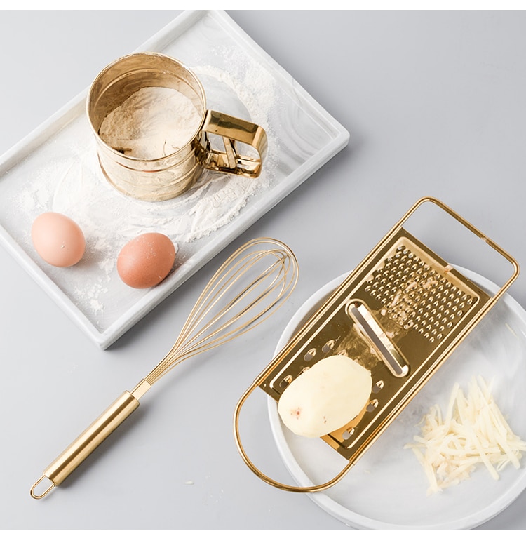 Title 4, Kitchen Golden Stainless Steel Egg Beater