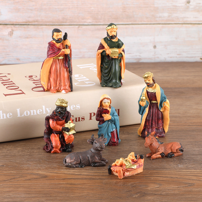 Title 2, Jesus Manger Decoration 8-piece Religious Chris...