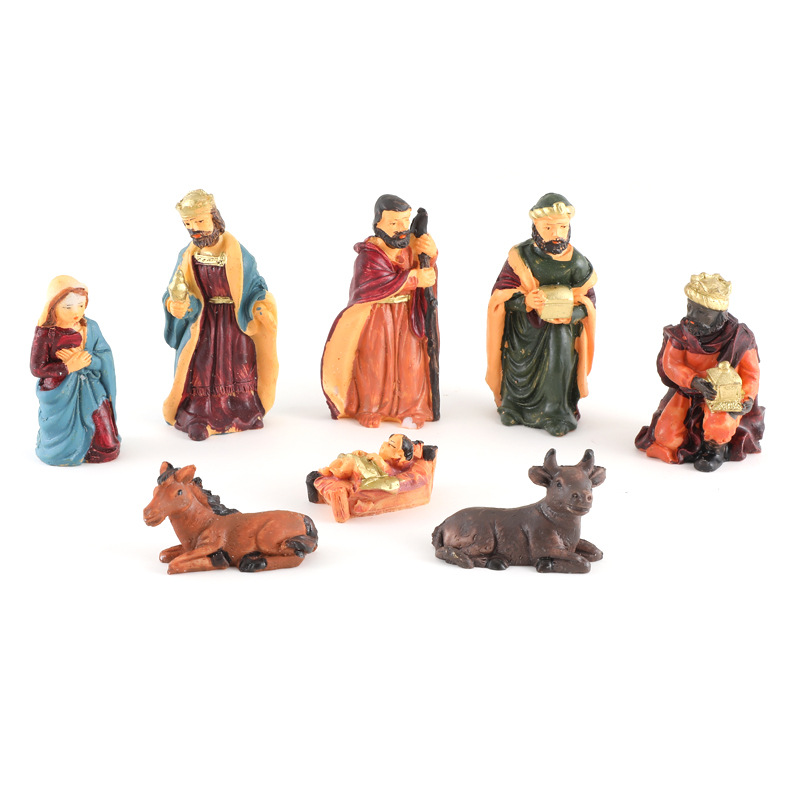 Title 6, Jesus Manger Decoration 8-piece Religious Chris...