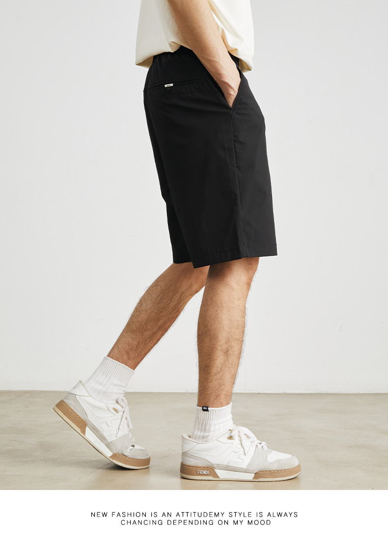 Title 4, Anti-Falten Casual Shorts Einfarbig Gerade Fünf...