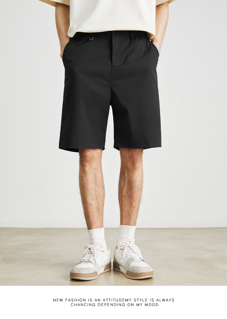 Title 7, Anti-Falten Casual Shorts Einfarbig Gerade Fünf...