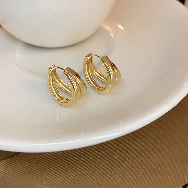 Title 2, Real gold plated double-layer C-shaped earring ...