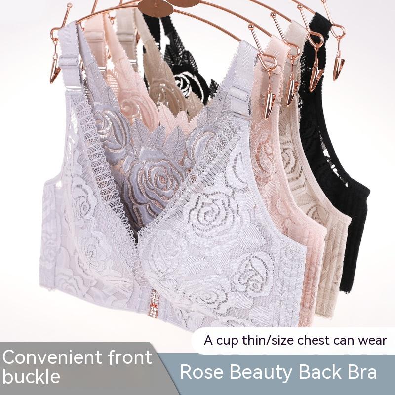 Title 5, Front Buckle Rose Back Plus Size Bra