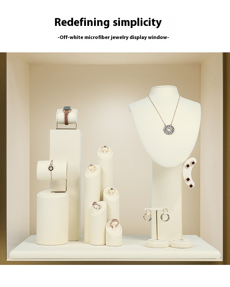 Title 3, Jewelry Display Props M White Microfiber Window...