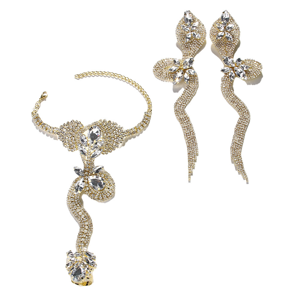 Title 4, Niche Design Rhinestone Snake Earrings