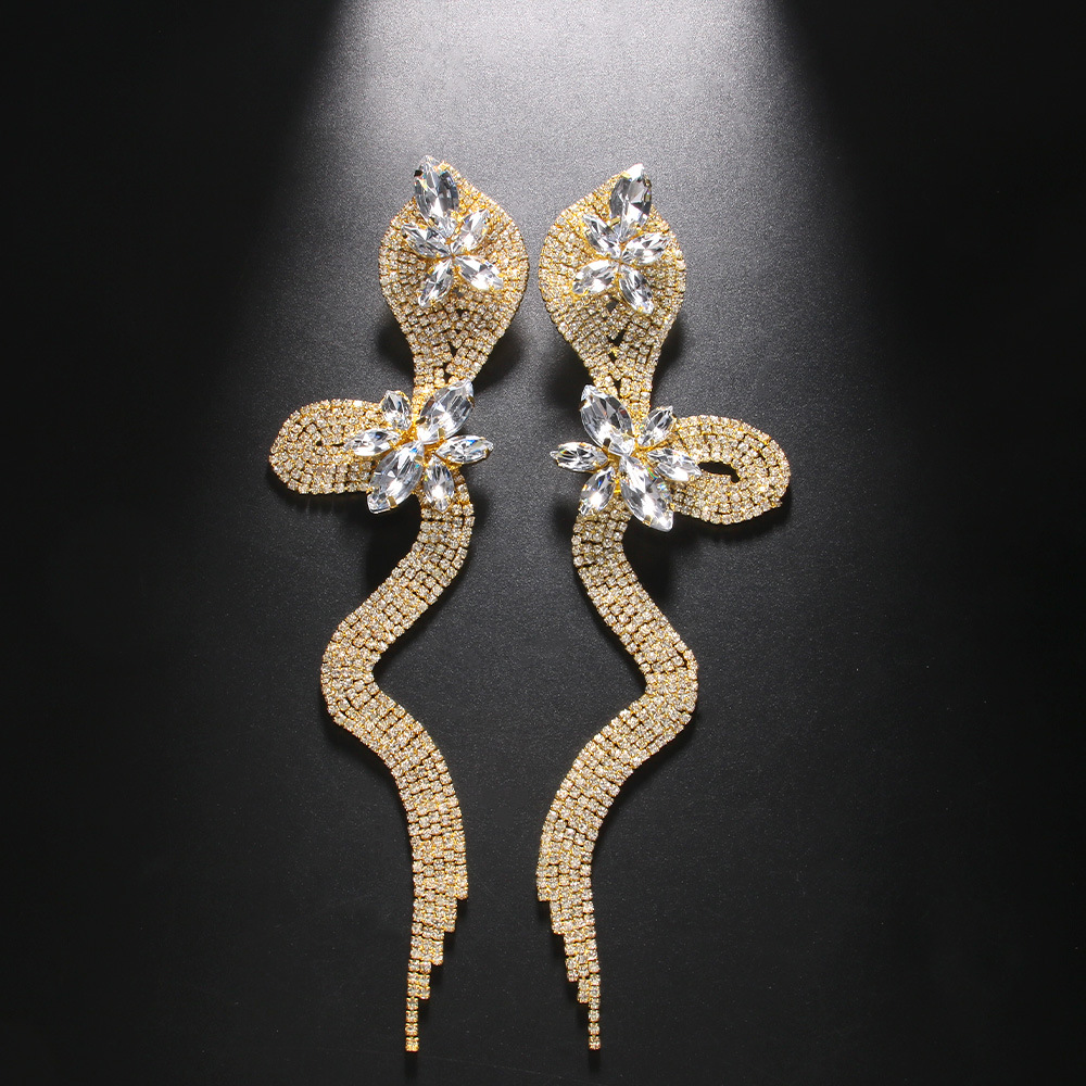 Title 5, Niche Design Rhinestone Snake Earrings