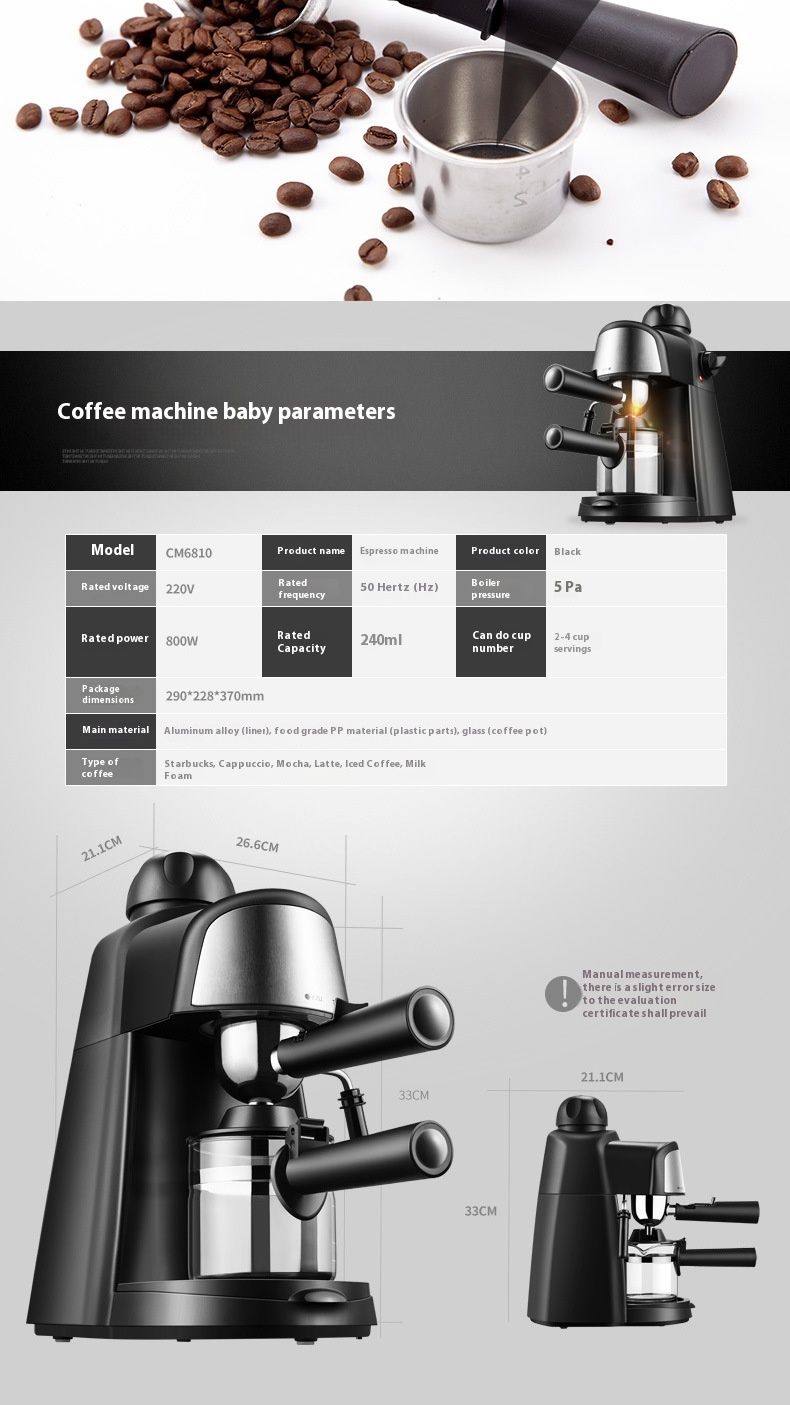 Title 1, Coffee Machine Household Steam Frothed Milk Sma...