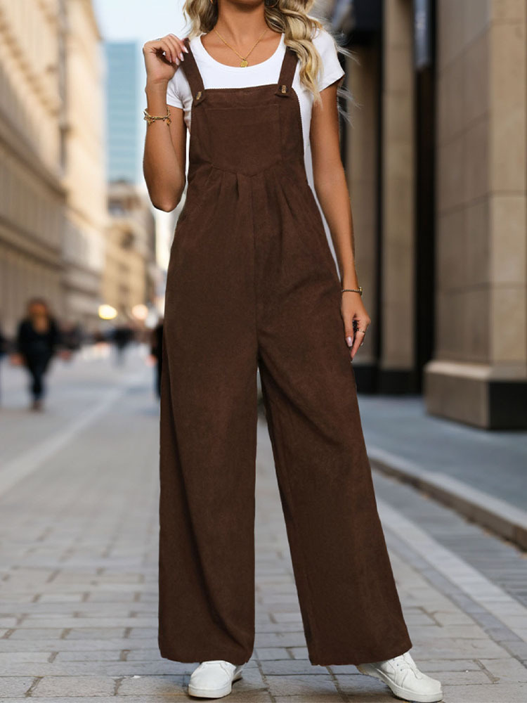 Title 5, Womens Fashion Corduroy Mid-waist Overalls. Co...