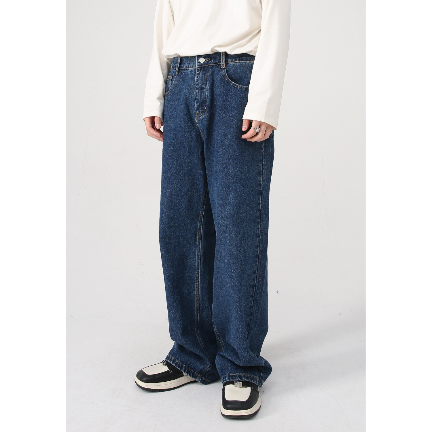 Title 6, Jeans casual dritti dritti in vita elastica ver...