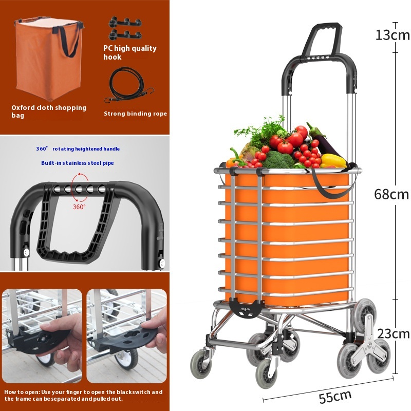 Title 2, Stair Climbing Stainless Steel Trolley Folding ...