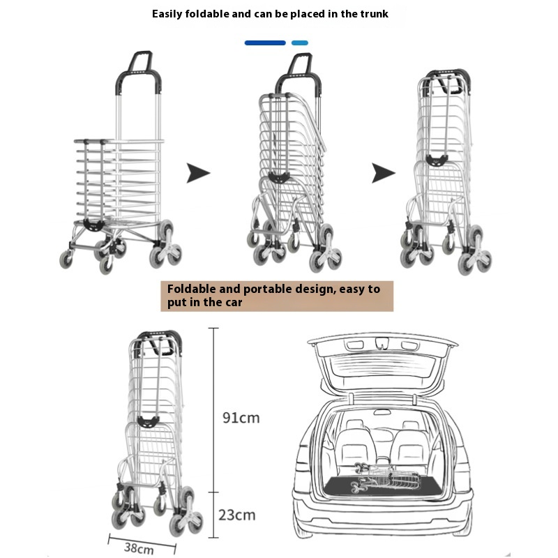 Title 3, Stair Climbing Stainless Steel Trolley Folding ...