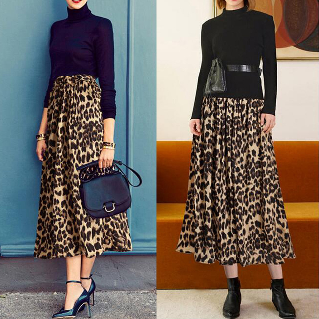 Title 2, European Station Leopard Print Casual Skirt for...