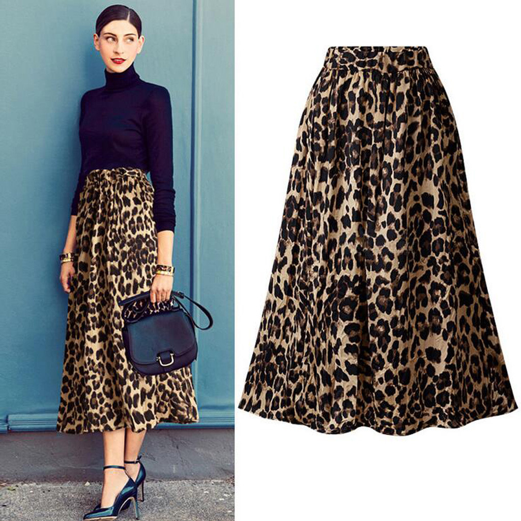 Title 5, European Station Leopard Print Casual Skirt for...