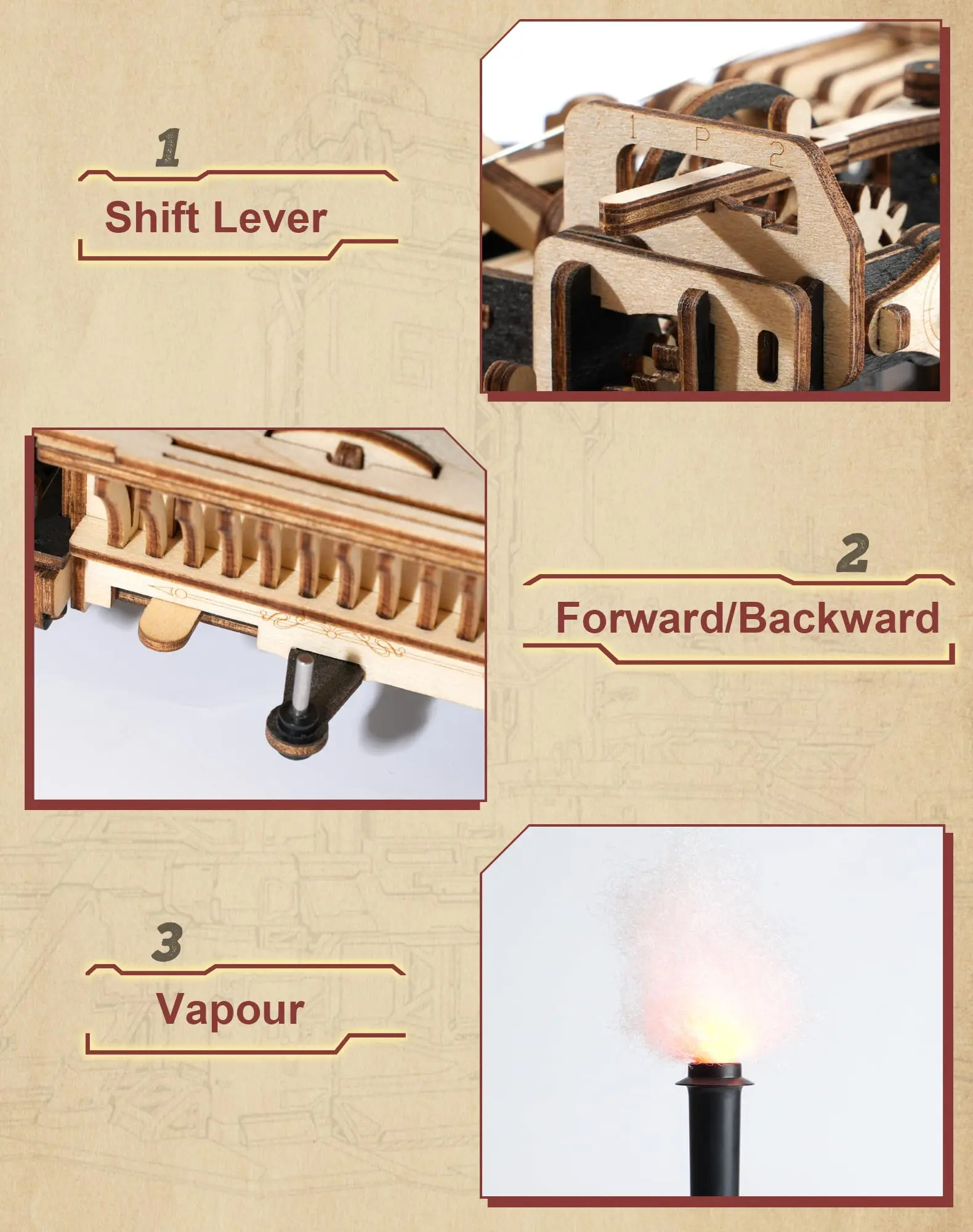 puzzle en bois 3D Retro Locomotive STRKR
