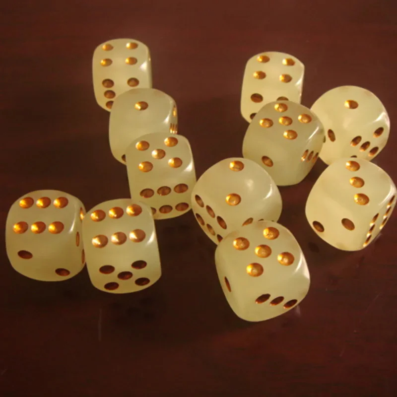 Title 1, New 16MM Rounded Gold Point Luminous Dice