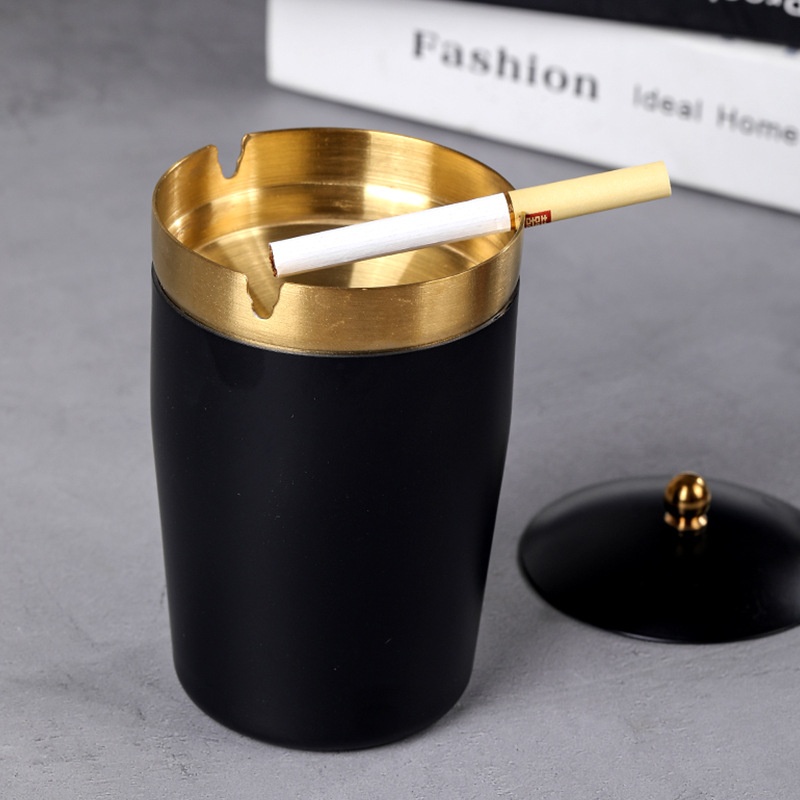 Title 2, Stainless Steel Ashtray With Lid Household