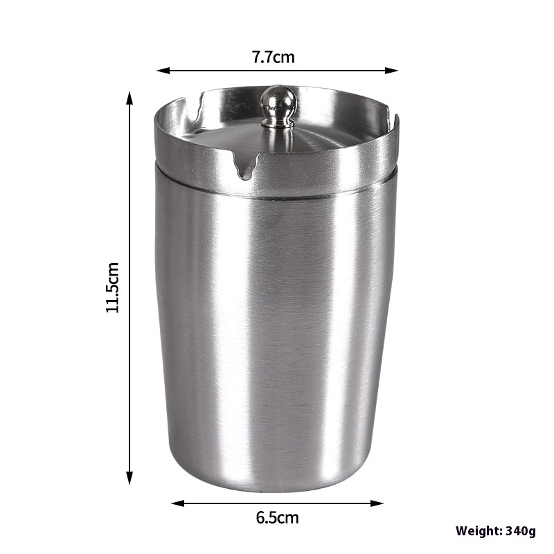 Title 3, Stainless Steel Ashtray With Lid Household