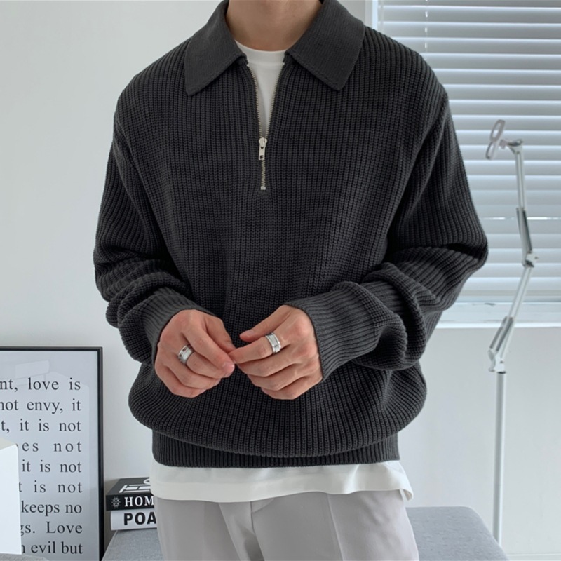 Title 7, Mens Lapel Sweater Winter Loose Lightly Mature...