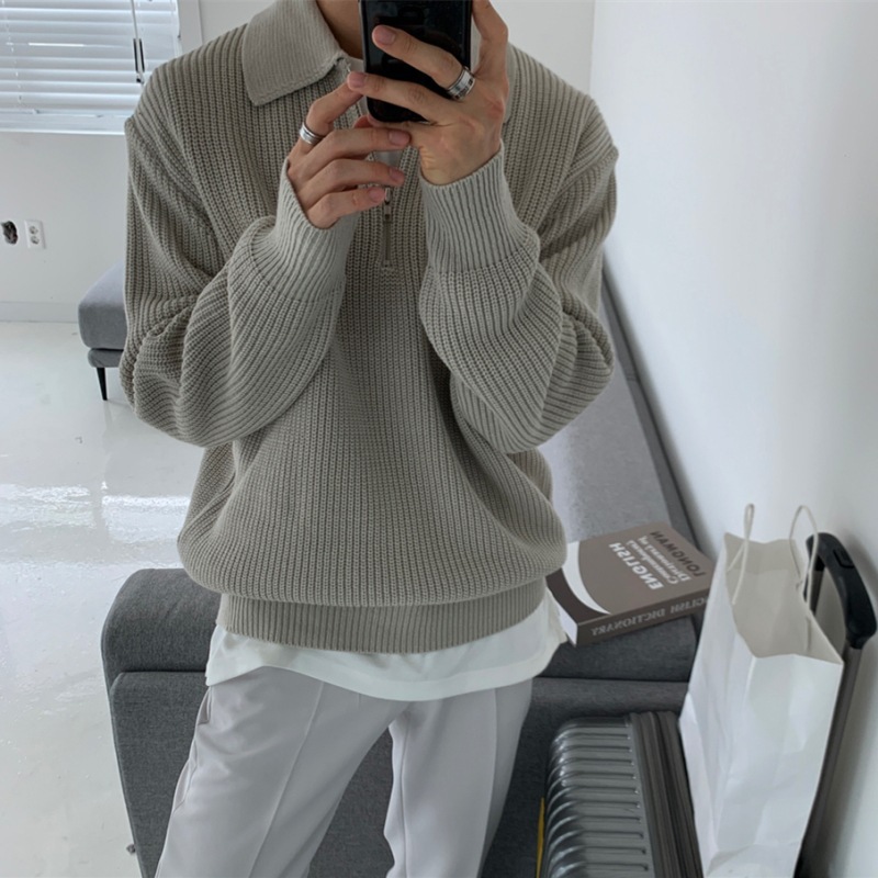 Title 14, Mens Lapel Sweater Winter Loose Lightly Mature...