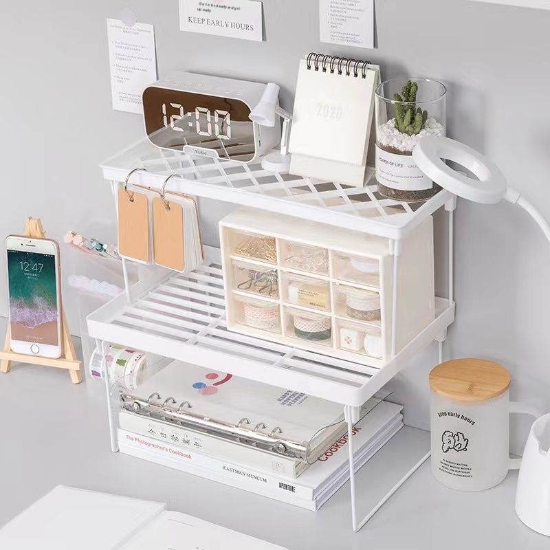 Title 3, Plastic Double-layer Desktop Sundries Organizer...