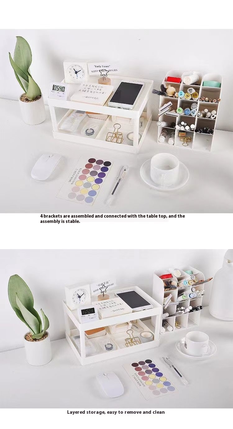 Title 6, Plastic Double-layer Desktop Sundries Organizer...