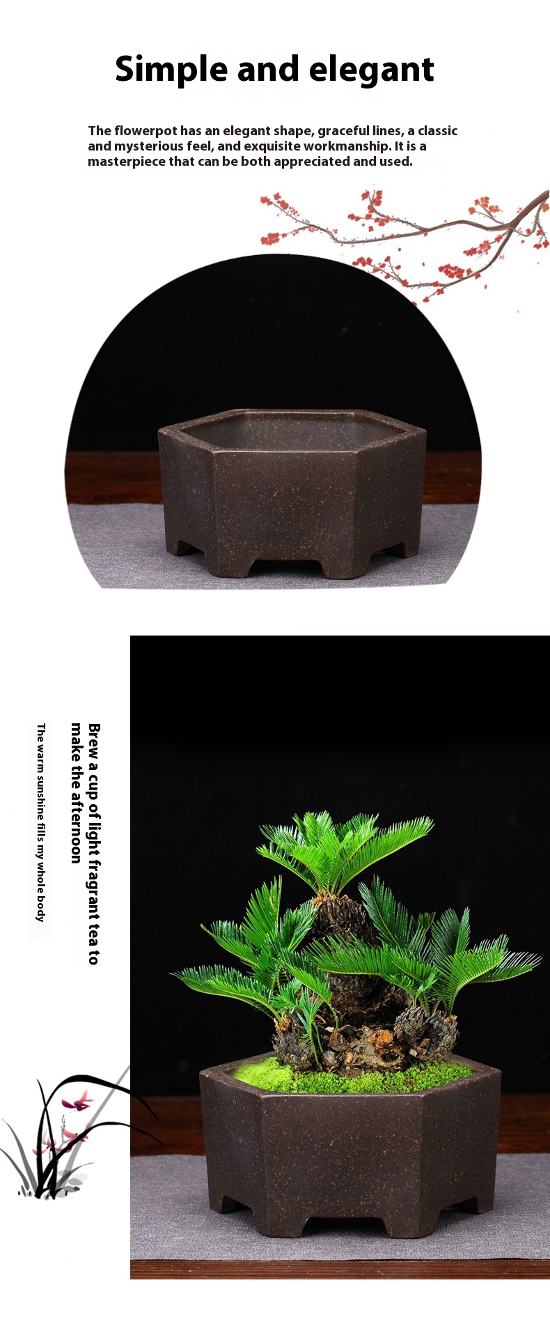 Title 4, Purple Sand Flower Pot Desktop Square Bonsai Basin